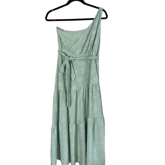 Hyfve Women’s Textured Floral Tiered Sleeveless One Shoulder Midi Dress Medium - Picture 2 of 12